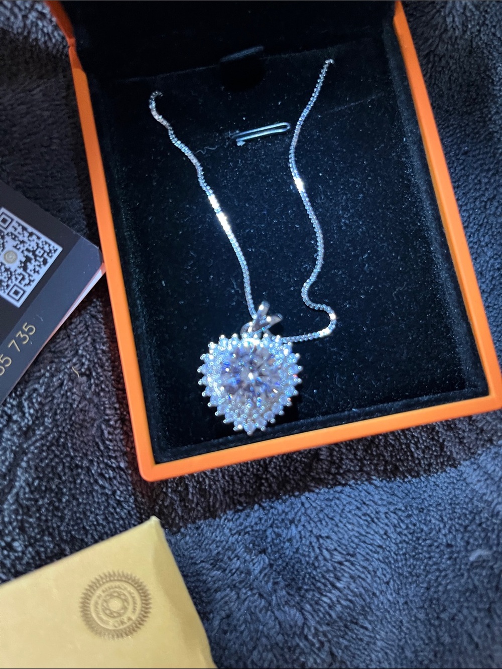 Silver Heart Halo Moissanite Pendant Necklace - Sparkling Clear Stones